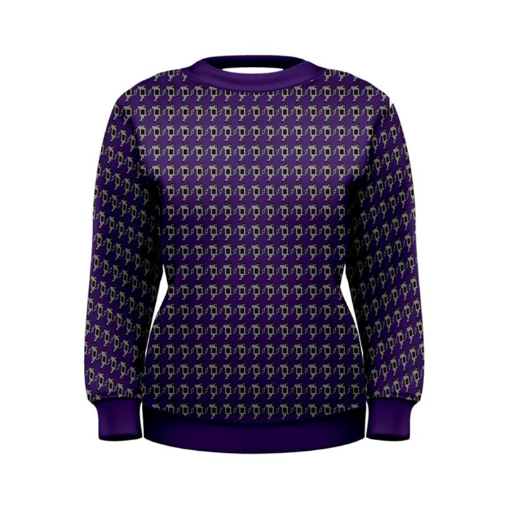 Luv Machine Robot Houndstooth Pattern Purple Women s Sweatshirt