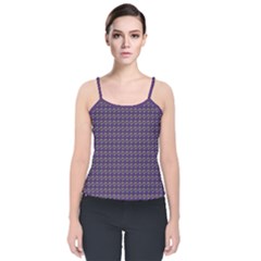 Luv Machine Robot Houndstooth Pattern (purple) Velvet Spaghetti Strap Top by emilyzragz