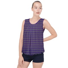 Luv Machine Robot Houndstooth Pattern (purple) Bubble Hem Chiffon Tank Top