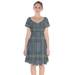 Plaid Pencil Crayon Pattern Short Sleeve Bardot Dress by emilyzragz