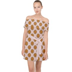 Waffle Polka Dot Pattern Off Shoulder Chiffon Dress by emilyzragz