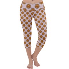 Waffle Polka Dot Pattern Capri Yoga Leggings by emilyzragz