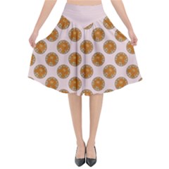 Waffle Polka Dot Pattern Flared Midi Skirt by emilyzragz