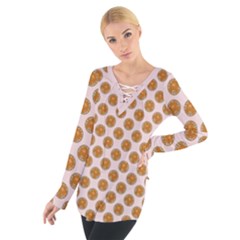 Waffle Polka Dot Pattern Tie Up Tee by emilyzragz