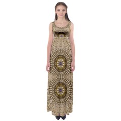 Moon Shine Over The Wood In The Night Of Glimmering Pearl Stars Empire Waist Maxi Dress by pepitasart