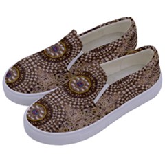 Moon Shine Over The Wood In The Night Of Glimmering Pearl Stars Kids  Canvas Slip Ons by pepitasart