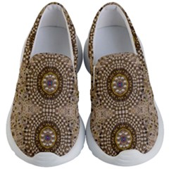 Moon Shine Over The Wood In The Night Of Glimmering Pearl Stars Kid s Lightweight Slip Ons by pepitasart