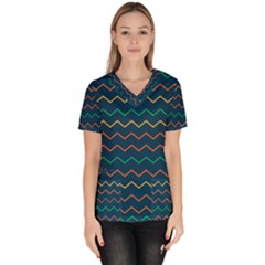 Pattern Zig Zag Colorful Zigzag Women s V-neck Scrub Top by Sapixe