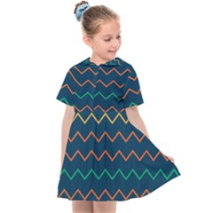 Pattern Zig Zag Colorful Zigzag Kids  Sailor Dress by Sapixe