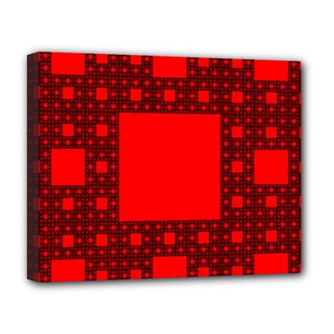 Red Sierpinski Carpet Plane Fractal Deluxe Canvas 20  X 16  (stretched) by Sapixe