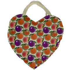 Fruit Tree Salad Pattern Giant Heart Shaped Tote by emilyzragz