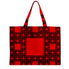 Red Sierpinski Carpet Plane Fractal Zipper Mini Tote Bag by Sapixe