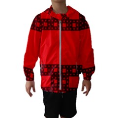 Red Sierpinski Carpet Plane Fractal Hooded Windbreaker (kids) by Sapixe