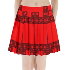 Red Sierpinski Carpet Plane Fractal Pleated Mini Skirt by Sapixe