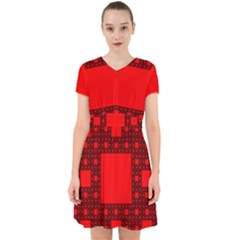 Red Sierpinski Carpet Plane Fractal Adorable In Chiffon Dress by Sapixe