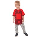 Red Sierpinski Carpet Plane Fractal Kids Raglan Tee View1