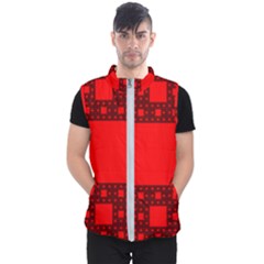 Red Sierpinski Carpet Plane Fractal Men s Puffer Vest by Sapixe