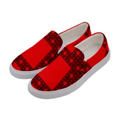 Red Sierpinski Carpet Plane Fractal Women s Canvas Slip Ons by Sapixe