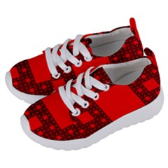 Red Sierpinski Carpet Plane Fractal Kids  Lightweight Sports Shoes by Sapixe