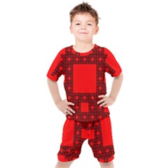 Red Sierpinski Carpet Plane Fractal Kid s Set