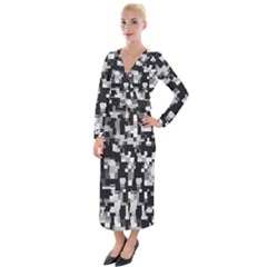 Noise Texture Graphics Generated Velvet Maxi Wrap Dress