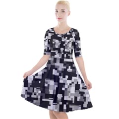 Noise Texture Graphics Generated Quarter Sleeve A-line Dress