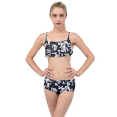 Noise Texture Graphics Generated Layered Top Bikini Set