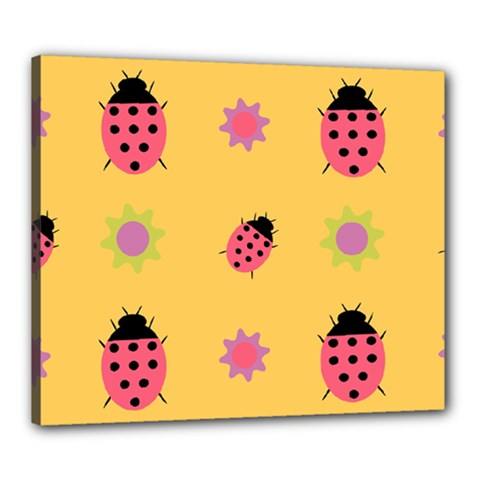 Ladybug Seamlessly Pattern Canvas 24  X 20  (stretched) by Sapixe