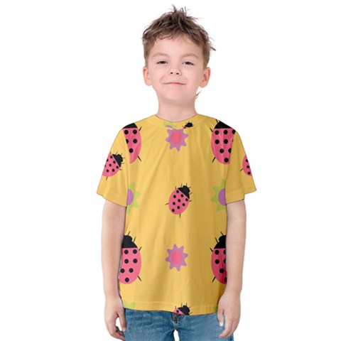 Ladybug Seamlessly Pattern Kids  Cotton Tee by Sapixe