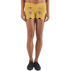 Ladybug Seamlessly Pattern Yoga Shorts by Sapixe