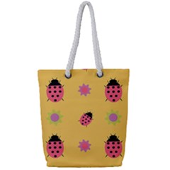 Ladybug Seamlessly Pattern Full Print Rope Handle Tote (small) by Sapixe