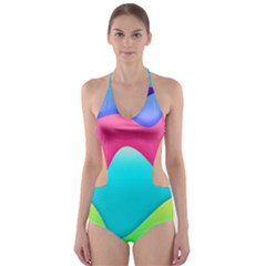 Lines Curves Colors Geometric Lines Cut-out One Piece Swimsuit by Sapixe