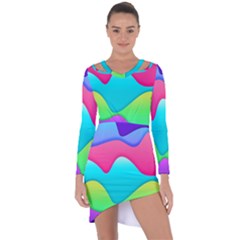 Lines Curves Colors Geometric Lines Asymmetric Cut-out Shift Dress by Sapixe