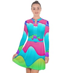 Lines Curves Colors Geometric Lines Long Sleeve Panel Dress