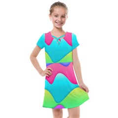 Lines Curves Colors Geometric Lines Kids  Cross Web Dress by Sapixe