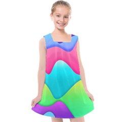 Lines Curves Colors Geometric Lines Kids  Cross Back Dress by Sapixe