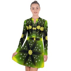 Christmas Flower Nature Plant Long Sleeve Panel Dress