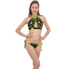 Christmas Flower Nature Plant Cross Front Halter Bikini Set by Sapixe