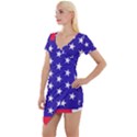 Day Independence July Background Short Sleeve Asymmetric Mini Dress View1