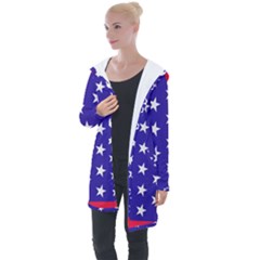 Day Independence July Background Longline Hooded Cardigan