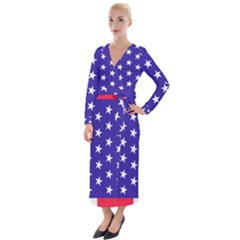 Day Independence July Background Velvet Maxi Wrap Dress by Sapixe