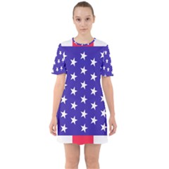 Day Independence July Background Sixties Short Sleeve Mini Dress by Sapixe