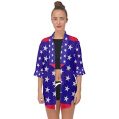 Day Independence July Background Open Front Chiffon Kimono by Sapixe