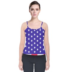 Day Independence July Background Velvet Spaghetti Strap Top by Sapixe