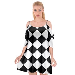 Grid Domino Bank And Black Cutout Spaghetti Strap Chiffon Dress by Sapixe