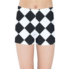 Grid Domino Bank And Black Kids Sports Shorts by Sapixe