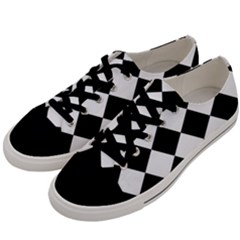 Grid Domino Bank And Black Men s Low Top Canvas Sneakers by Sapixe