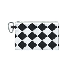 Grid Domino Bank And Black Canvas Cosmetic Bag (small) by Sapixe