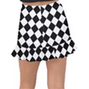 Grid Domino Bank And Black Fishtail Mini Chiffon Skirt View2