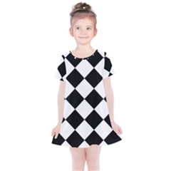 Grid Domino Bank And Black Kids  Simple Cotton Dress by Sapixe